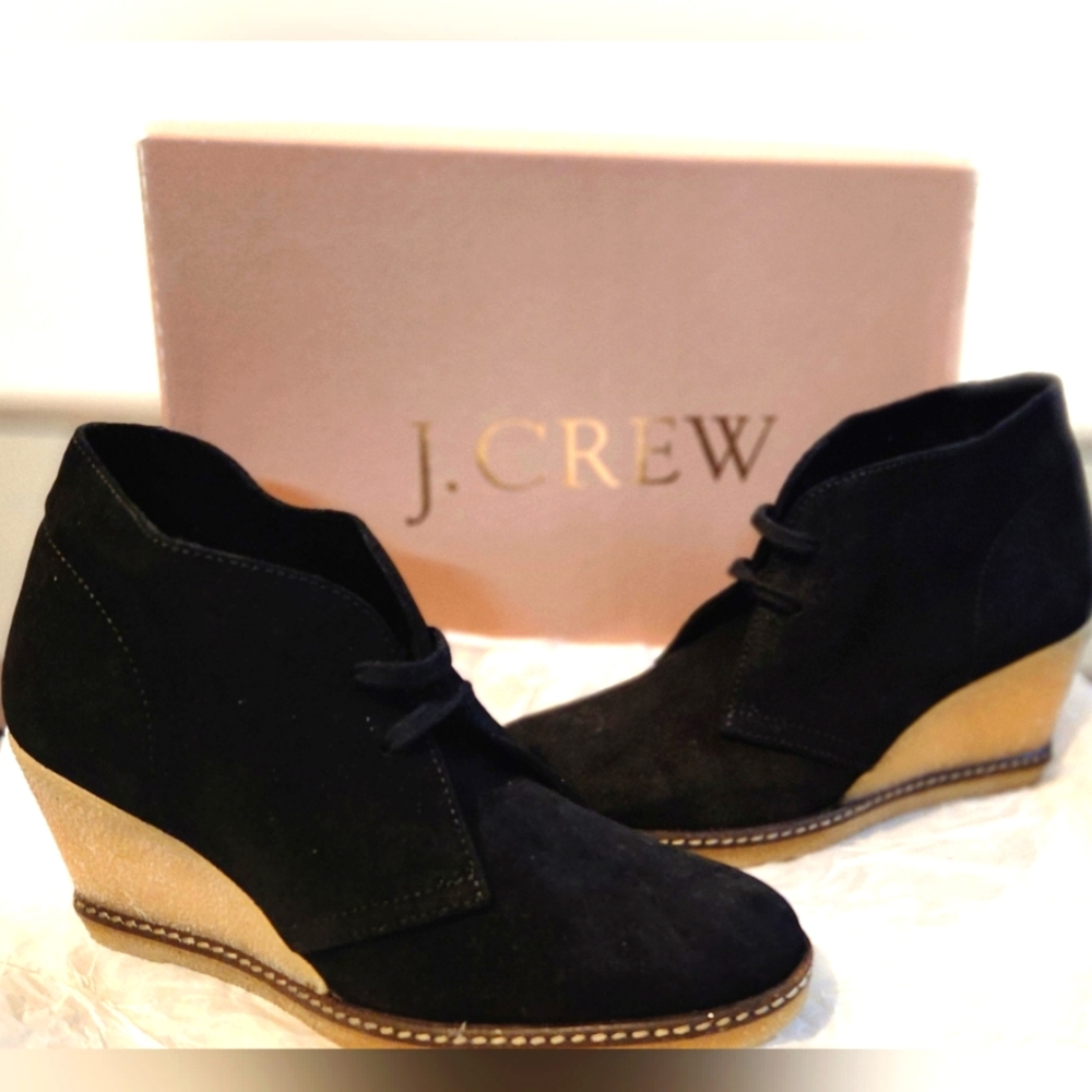 NWOT J.CREW MacAlister Wedge Boots Black size 7